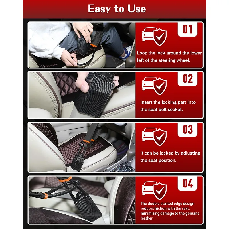 2026 Upgraded Steering Wheel Lock, Seatbelt Lock, Universal Anti-Theft Device, Car Lock, Anti-Theft Device with 3 Keys
