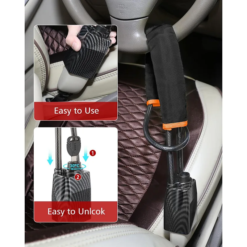 2026 Upgraded Steering Wheel Lock, Seatbelt Lock, Universal Anti-Theft Device, Car Lock, Anti-Theft Device with 3 Keys