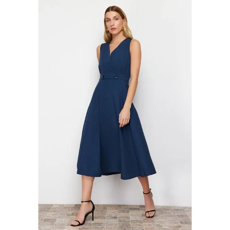 Trendyol Woven A-Line Midi Dress - Blue